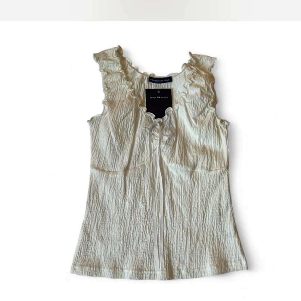 Brandy Melville Cream Ruffle Tank Top